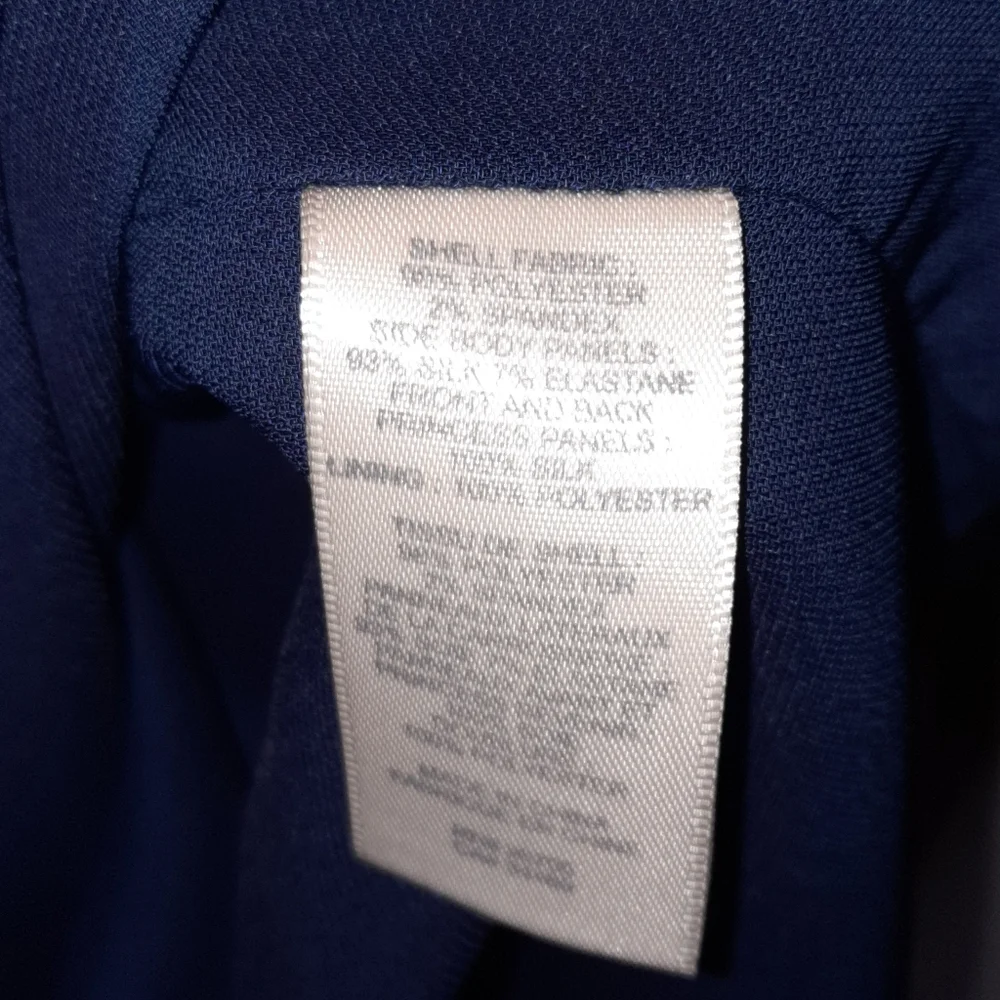 REBECCA TAYLOR Colorblock Shift Dress Rolled Cap Sleeves Navy Black Lavender 6 M - Picture 10 of 13